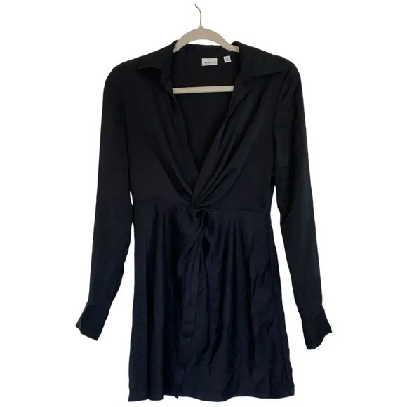 ARITZIA Babaton Collaborate Satin Mini Shirt Dress Black Size XS Office Siren - Picture 3 of 10